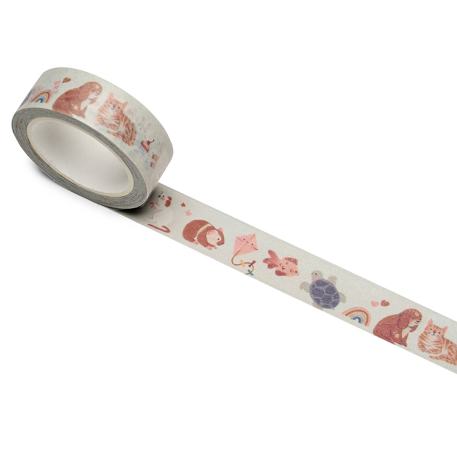 Decorative tape with animal illustrations on a white background