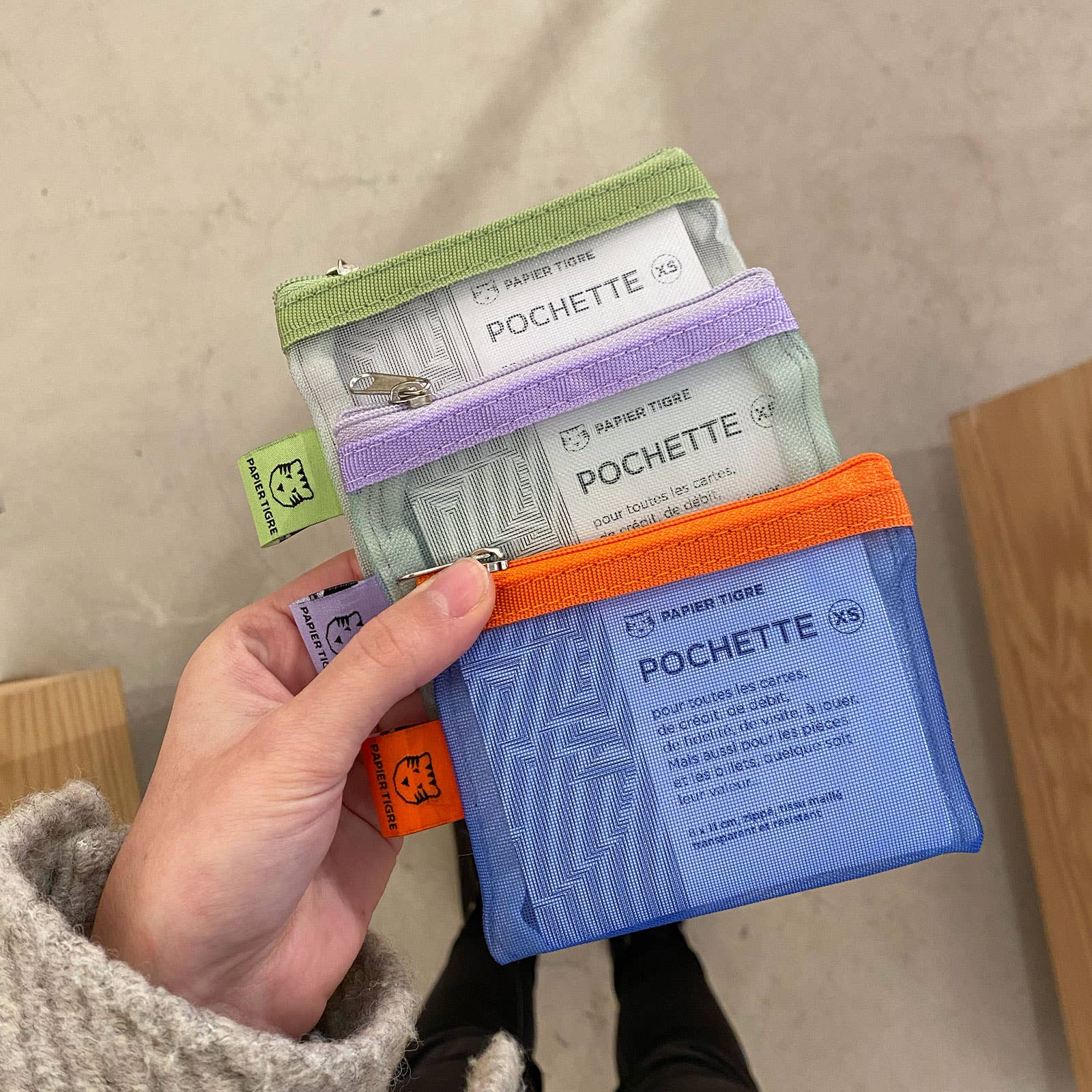 MESH POCKET XS // GREEN & GREY