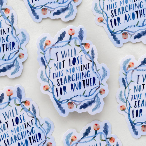 Stickers with motivational text and floral design on a white background
