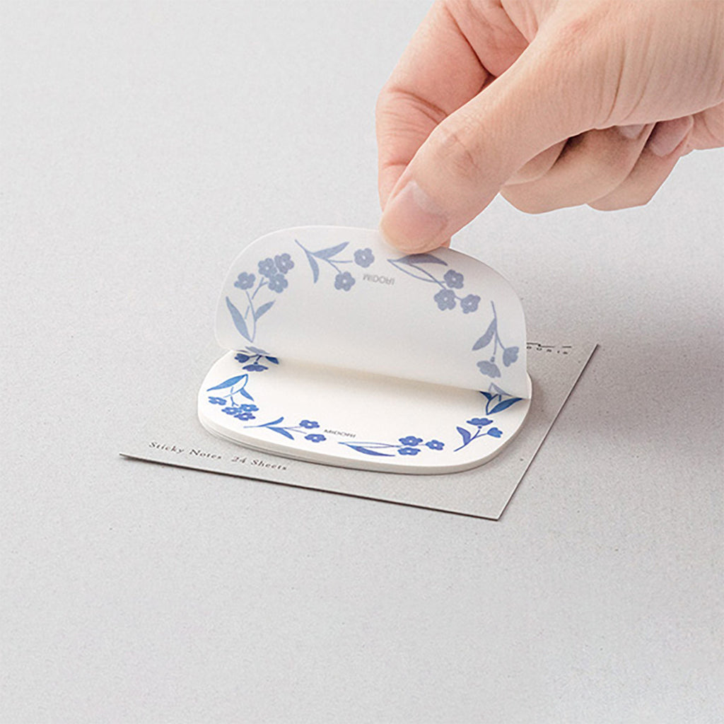 GENNEMSIGTIGE STICKY NOTES // BLÅ BLOMSTER