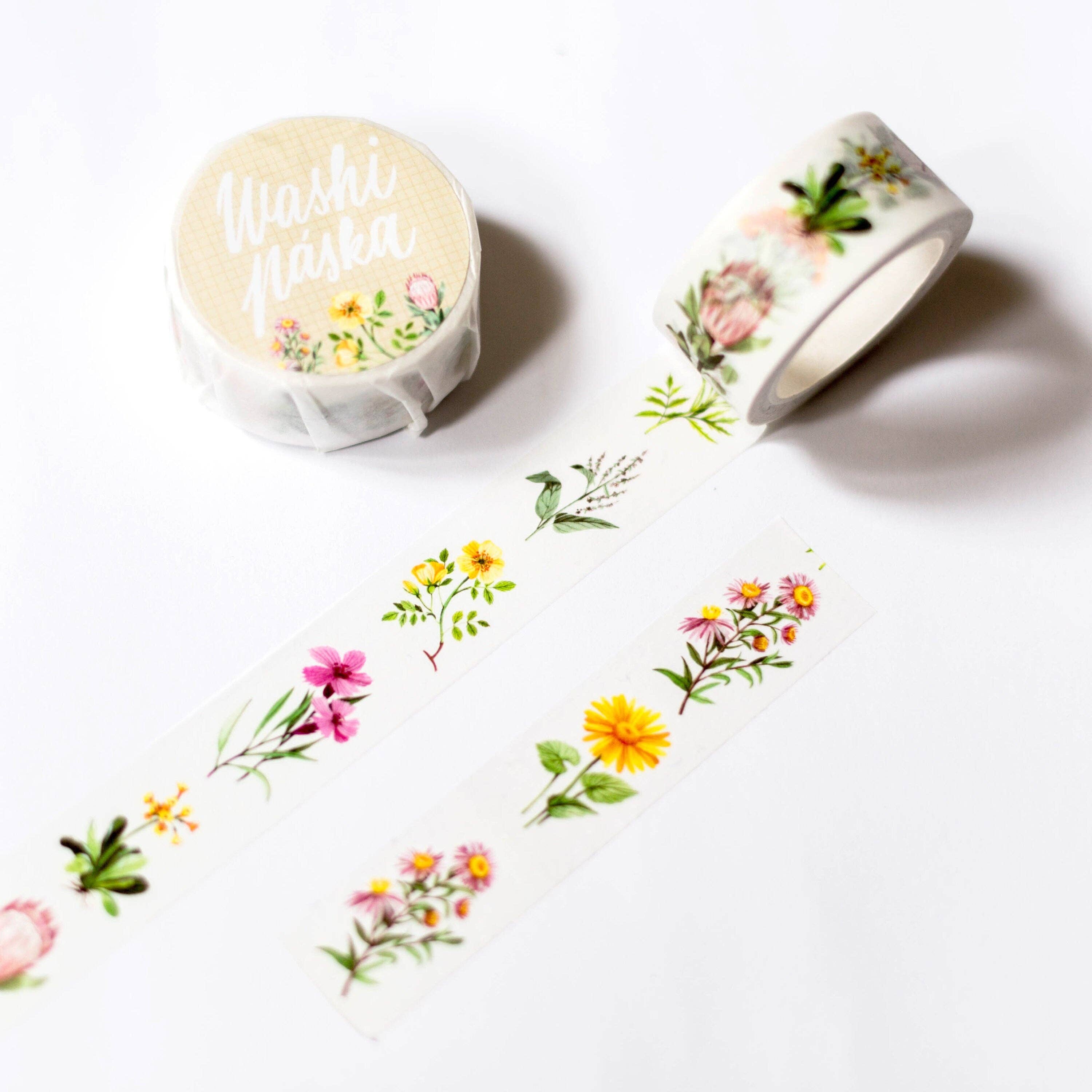 Decorative tape with floral designs on a white background