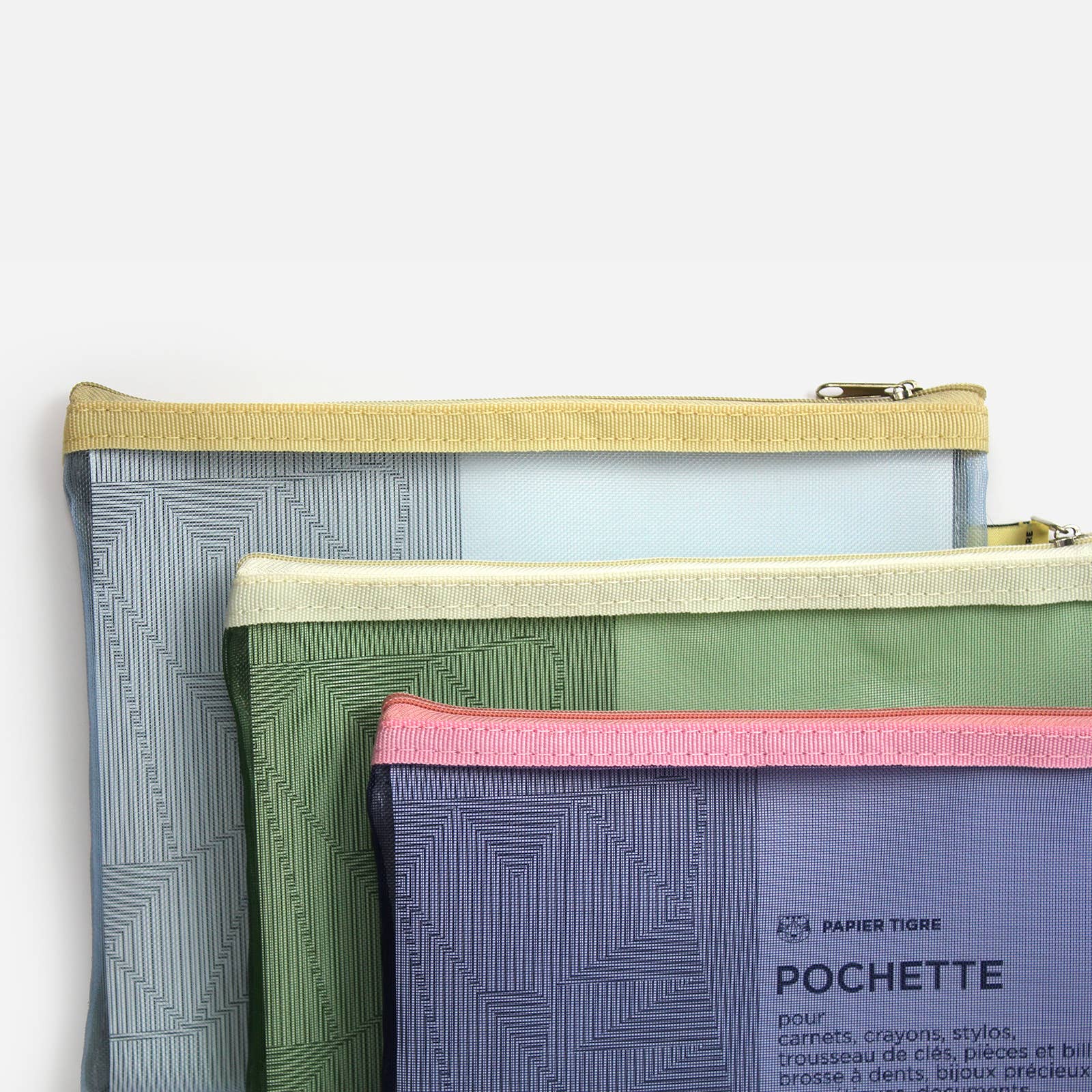 MESH POUCH M // BEIGE & SKY BLUE