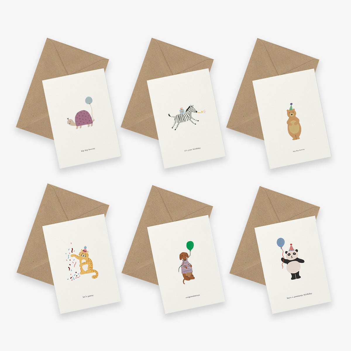 GREETING CARD BUNDLE OF 6 // BIRTHDAY ANIMALS