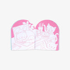Card with cat illustrations on a pink background