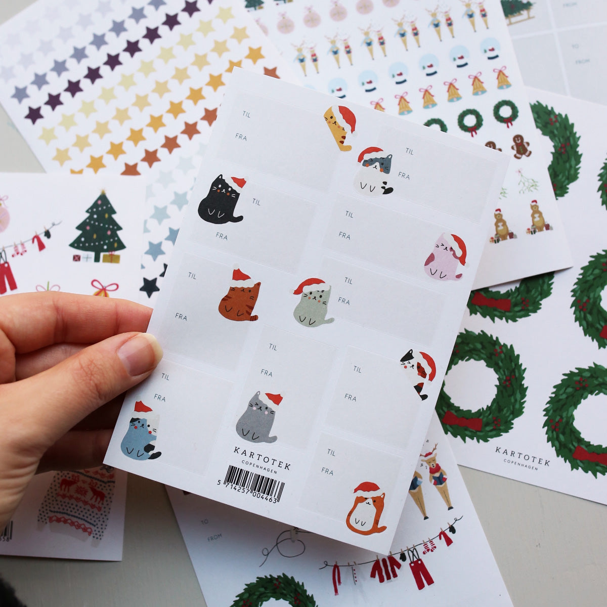 GIFT TAG STICKERS // CHRISTMAS CATS (DANISH)
