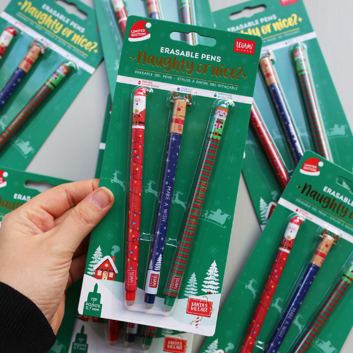 ERASABLE GEL PENS SET OF 3 // NAUGHTY OR NICE