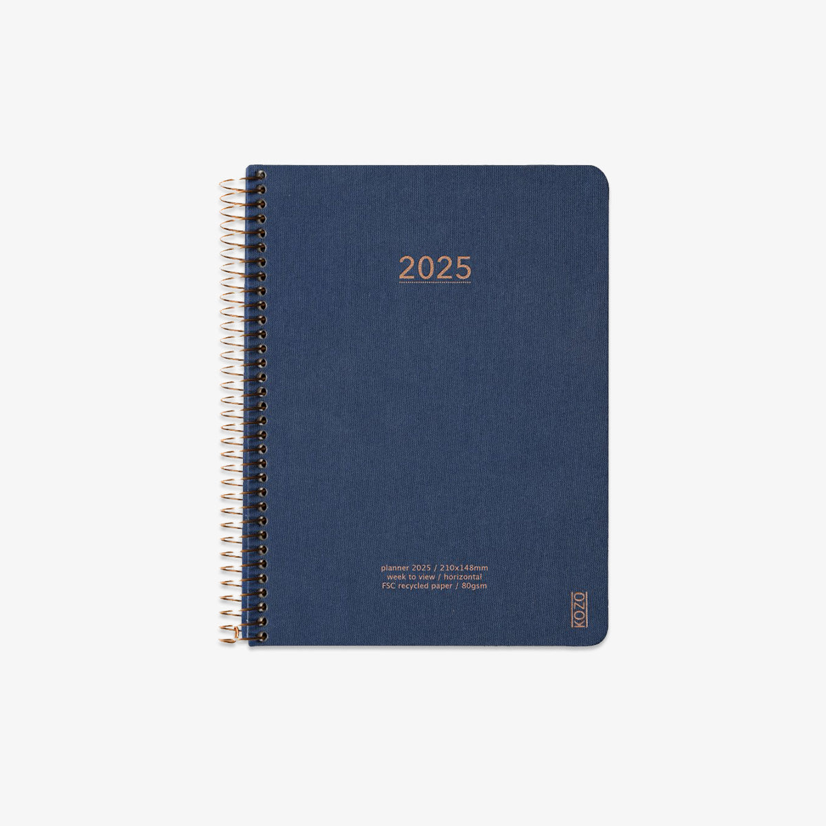 KOZO SPIRAL-BOUND CALENDAR 2025 A5 (DANISH) // NAVY