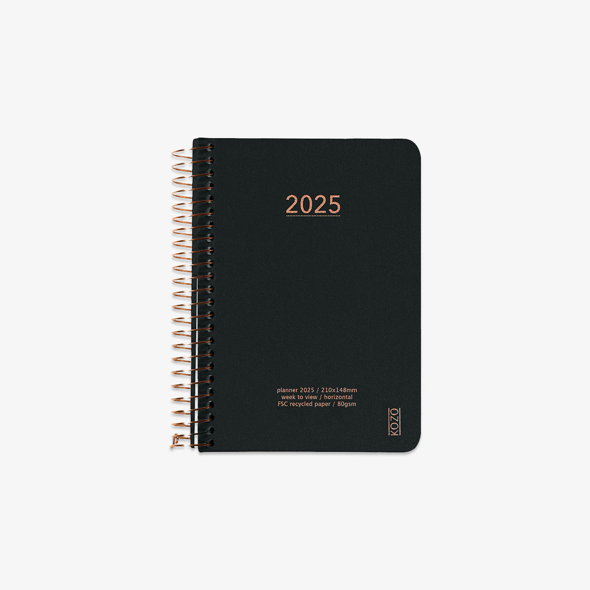 KOZO SPIRALBUNDEN KALENDER 2025 A6 // SORT