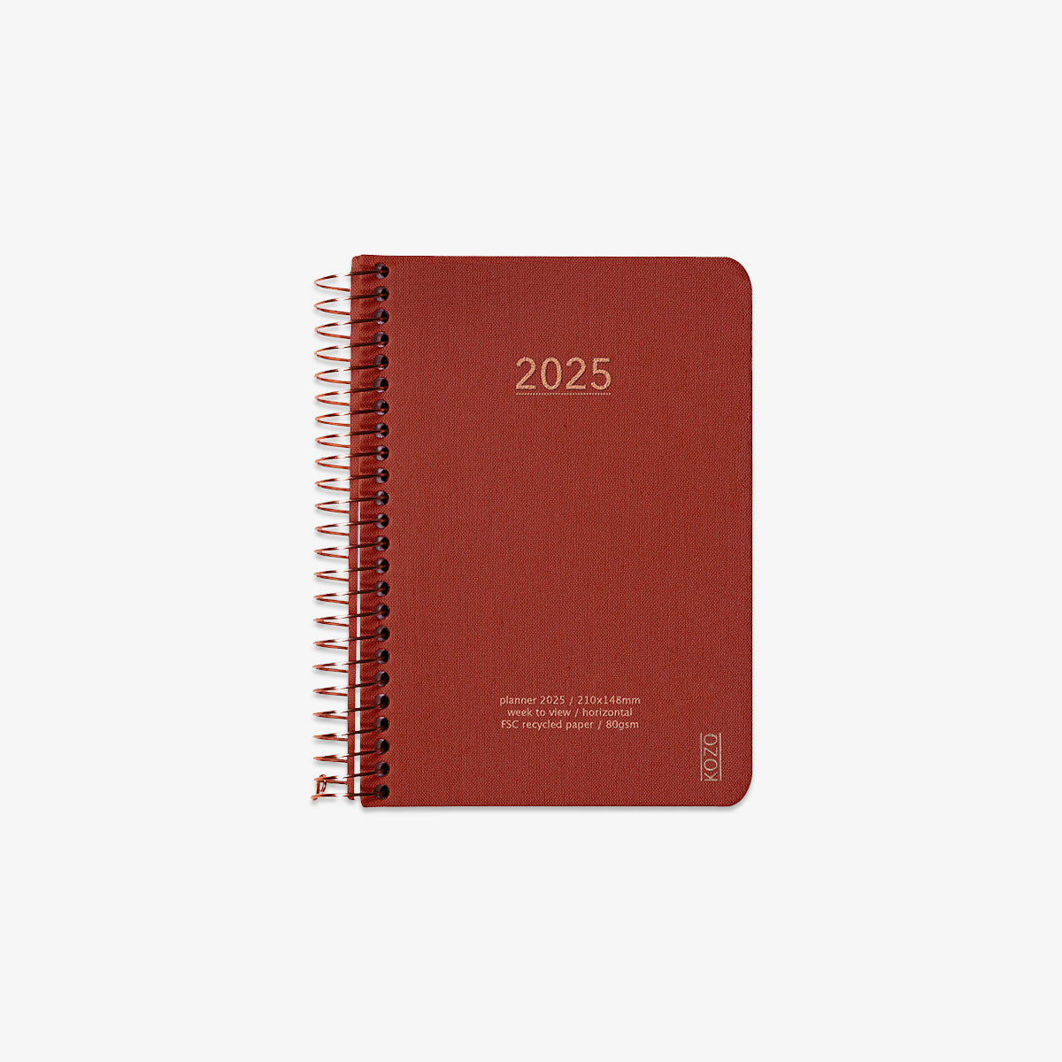 KOZO SPIRAL-BOUND CALENDAR 2025 A6 (DANISH) // BRIC RED