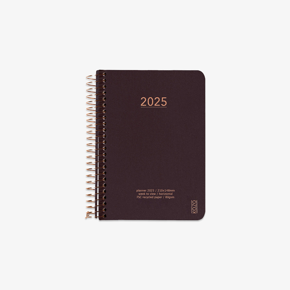 KOZO SPIRAL-BOUND CALENDAR 2025 A6 (DANISH) // COFFEE