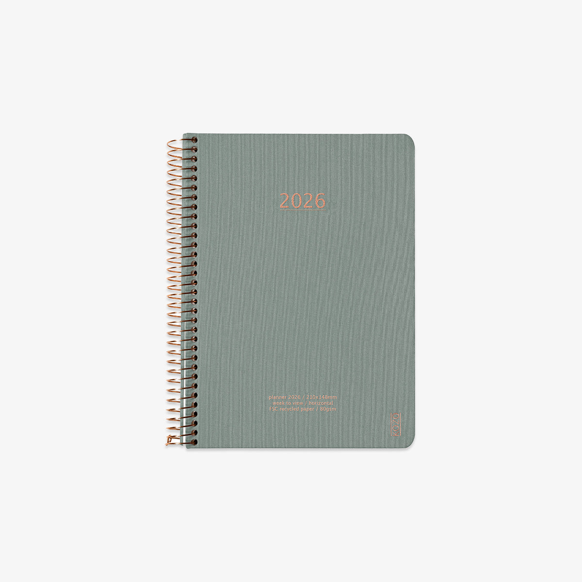 KOZO SPIRAL-BOUND CALENDAR 2026 A5 (DANISH) // ALOE VERA
