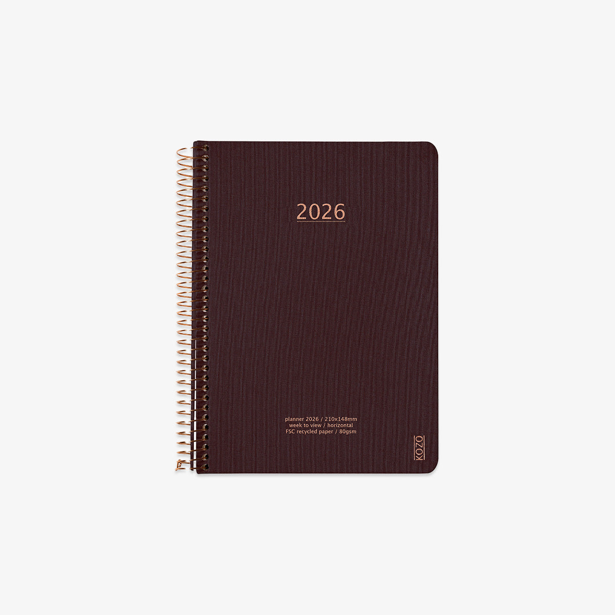 KOZO SPIRAL-BOUND CALENDAR 2026 A5 (DANISH) // COFFEE