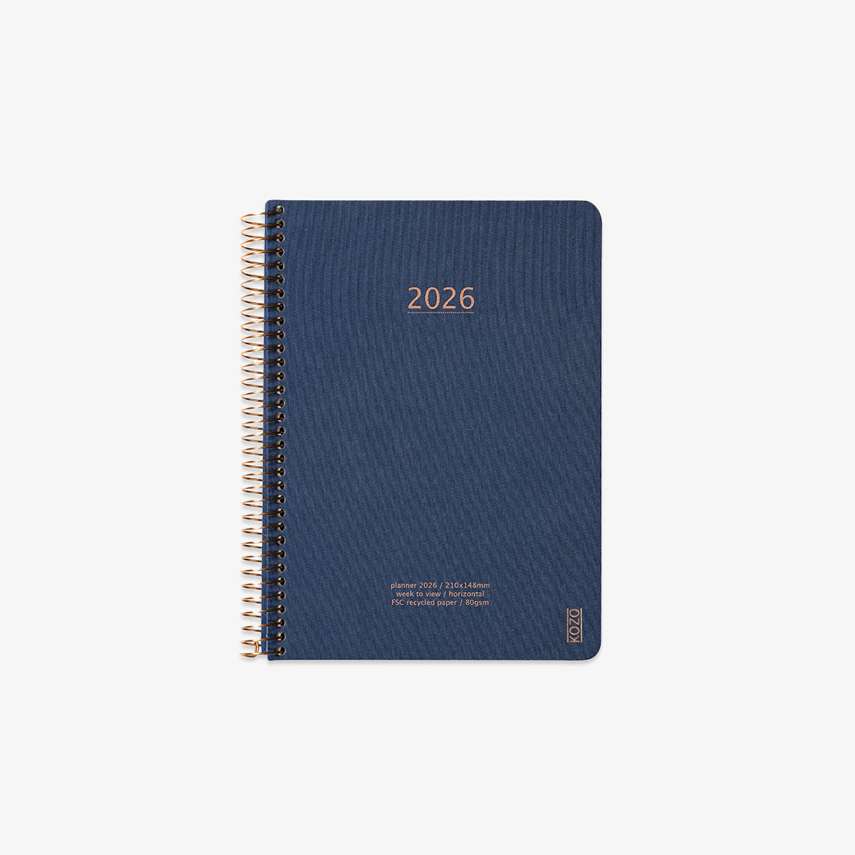 KOZO SPIRAL-BOUND CALENDAR 2026 A5 (DANISH) // NAVY