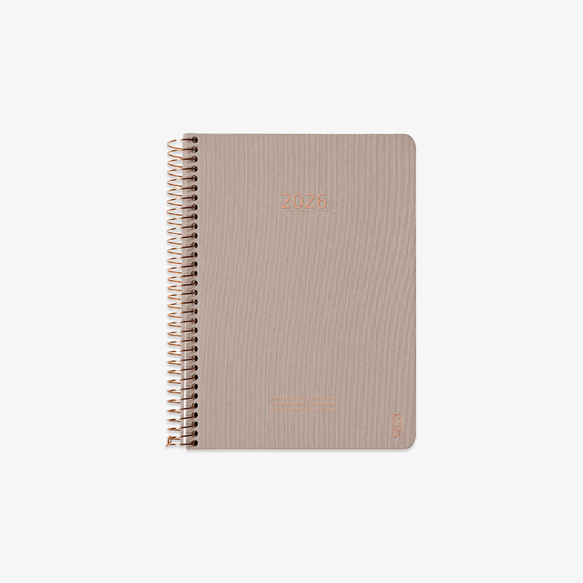 KOZO SPIRAL-BOUND CALENDAR 2026 A5 (DANISH) // SAND