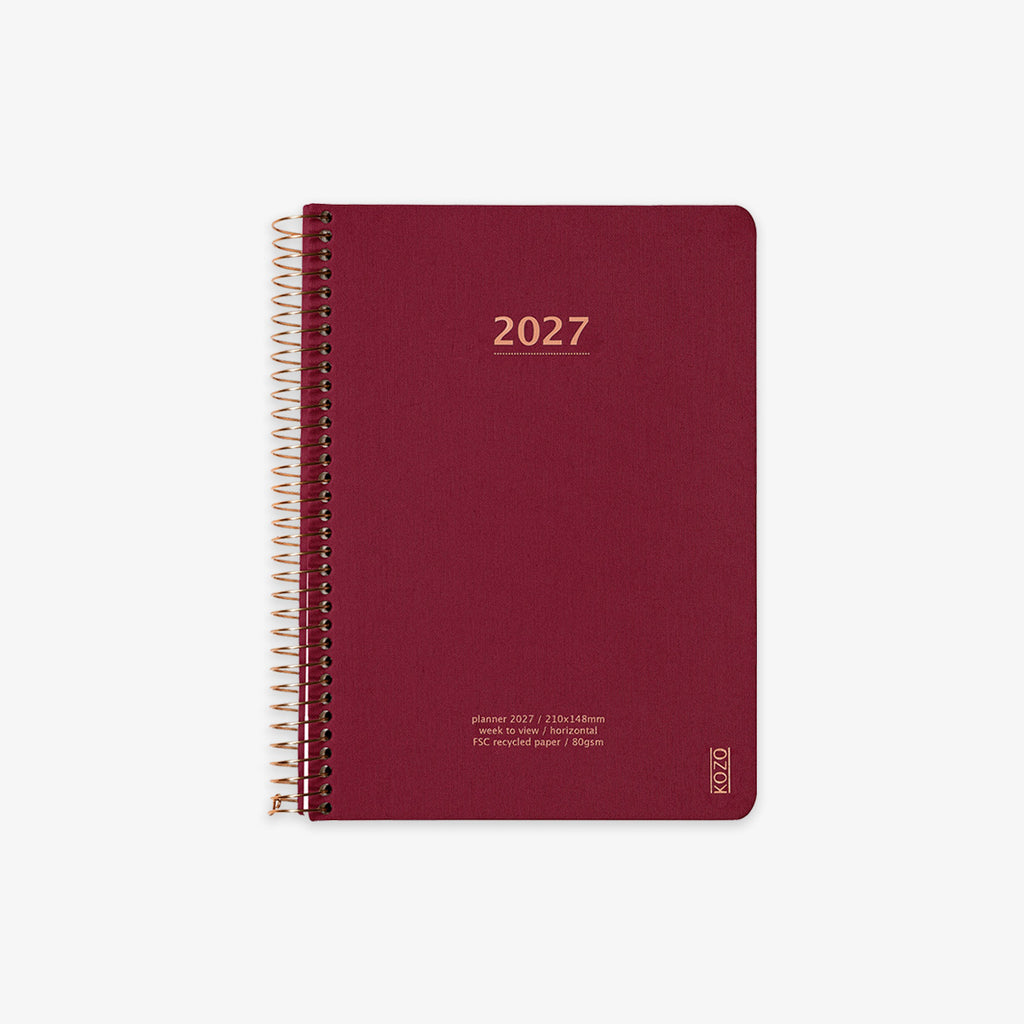 KOZO SPIRAL-BOUND CALENDAR 2027 A5 (DANISH) // BERRY
