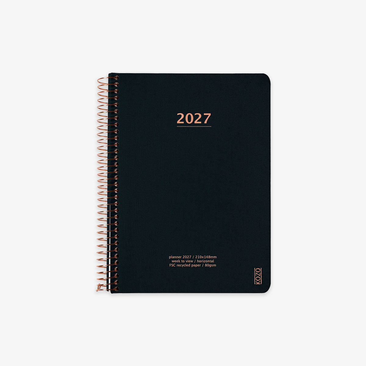 KOZO SPIRAL-BOUND CALENDAR 2027 A5 (DANISH) // BLACK