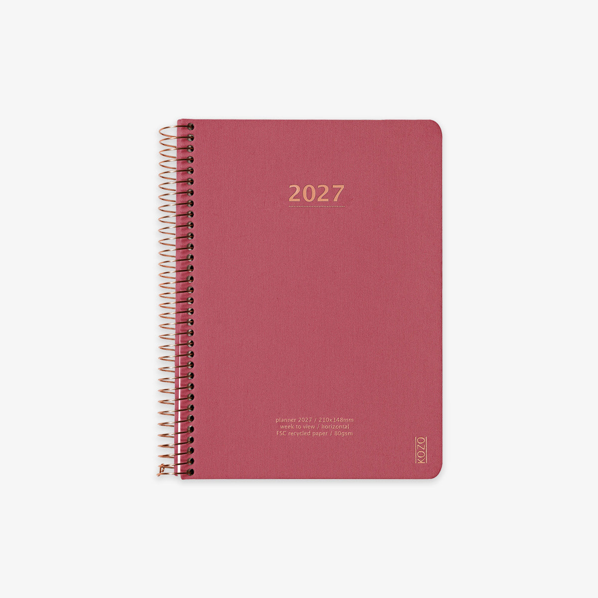 KOZO SPIRAL-BOUND CALENDAR 2027 A5 (DANISH) // GUAVA PINK