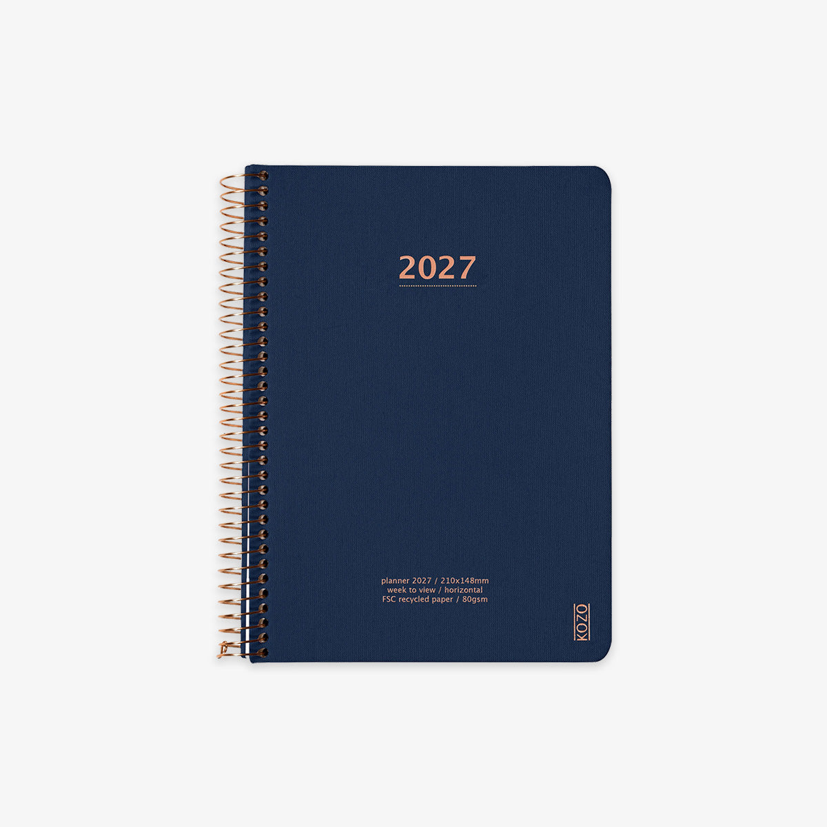 KOZO SPIRAL-BOUND CALENDAR 2027 A5 (DANISH) // NAVY