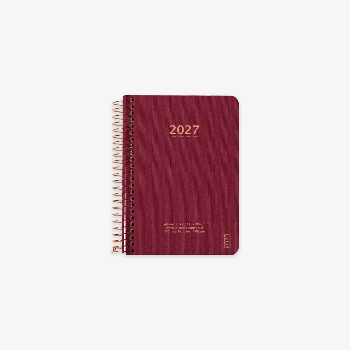 KOZO SPIRAL-BOUND CALENDAR 2027 A6 (DANISH) // BERRY