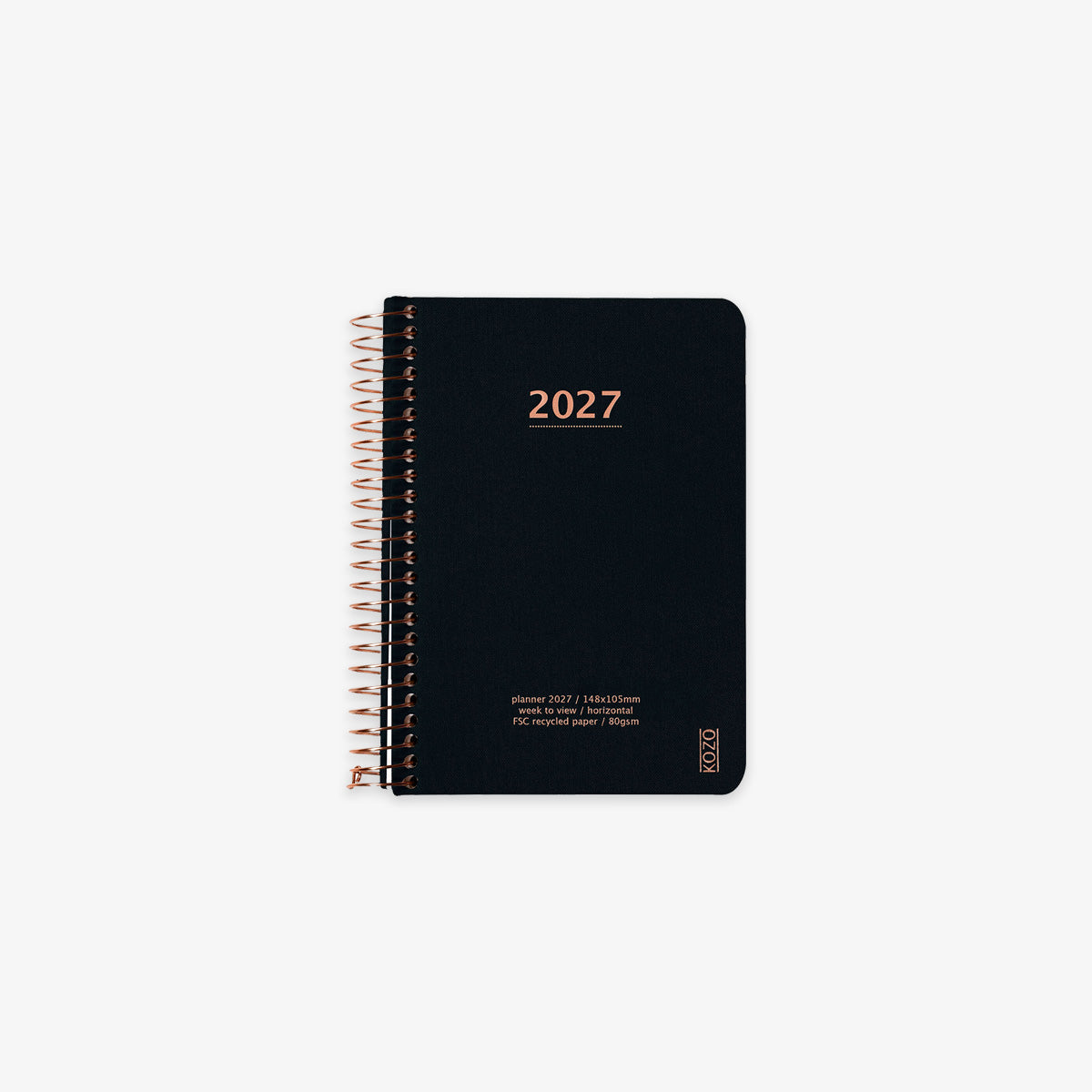 KOZO SPIRAL-BOUND CALENDAR 2027 A6 (DANISH) // BLACK