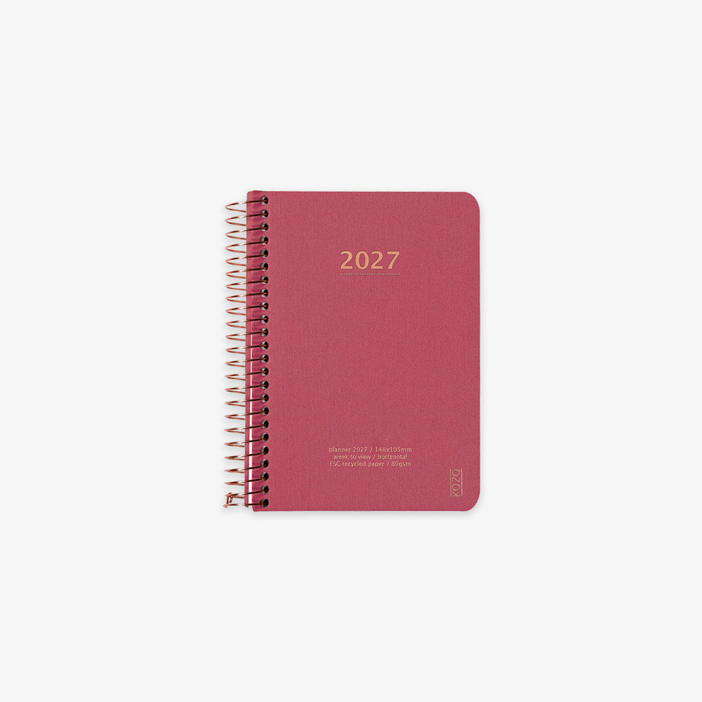KOZO SPIRAL-BOUND CALENDAR 2027 A6 (DANISH) // GUAVA PINK