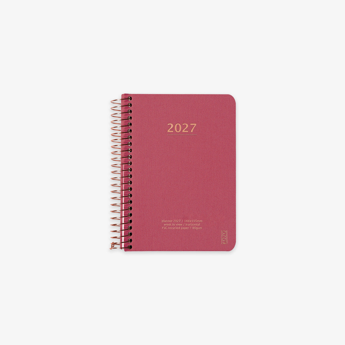 KOZO SPIRAL-BOUND CALENDAR 2027 A6 (DANISH) // GUAVA PINK