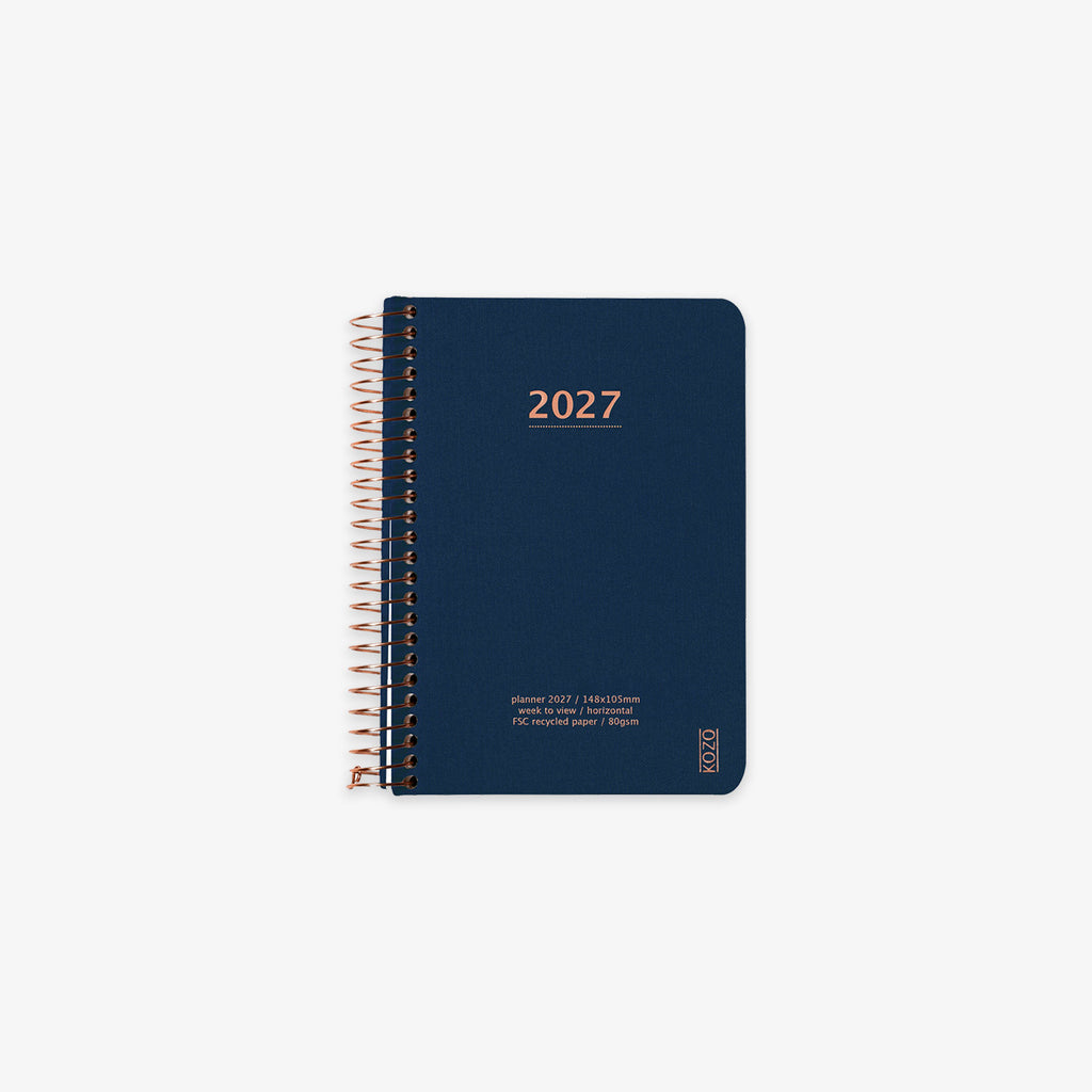 KOZO SPIRAL-BOUND CALENDAR 2027 A6 (DANISH) // NAVY