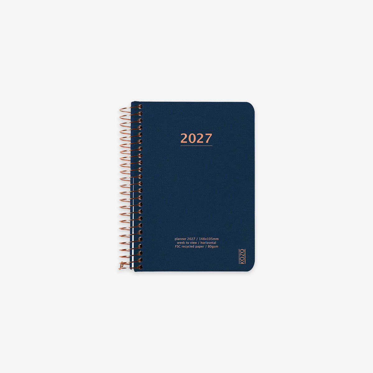 KOZO SPIRAL-BOUND CALENDAR 2027 A6 (DANISH) // NAVY
