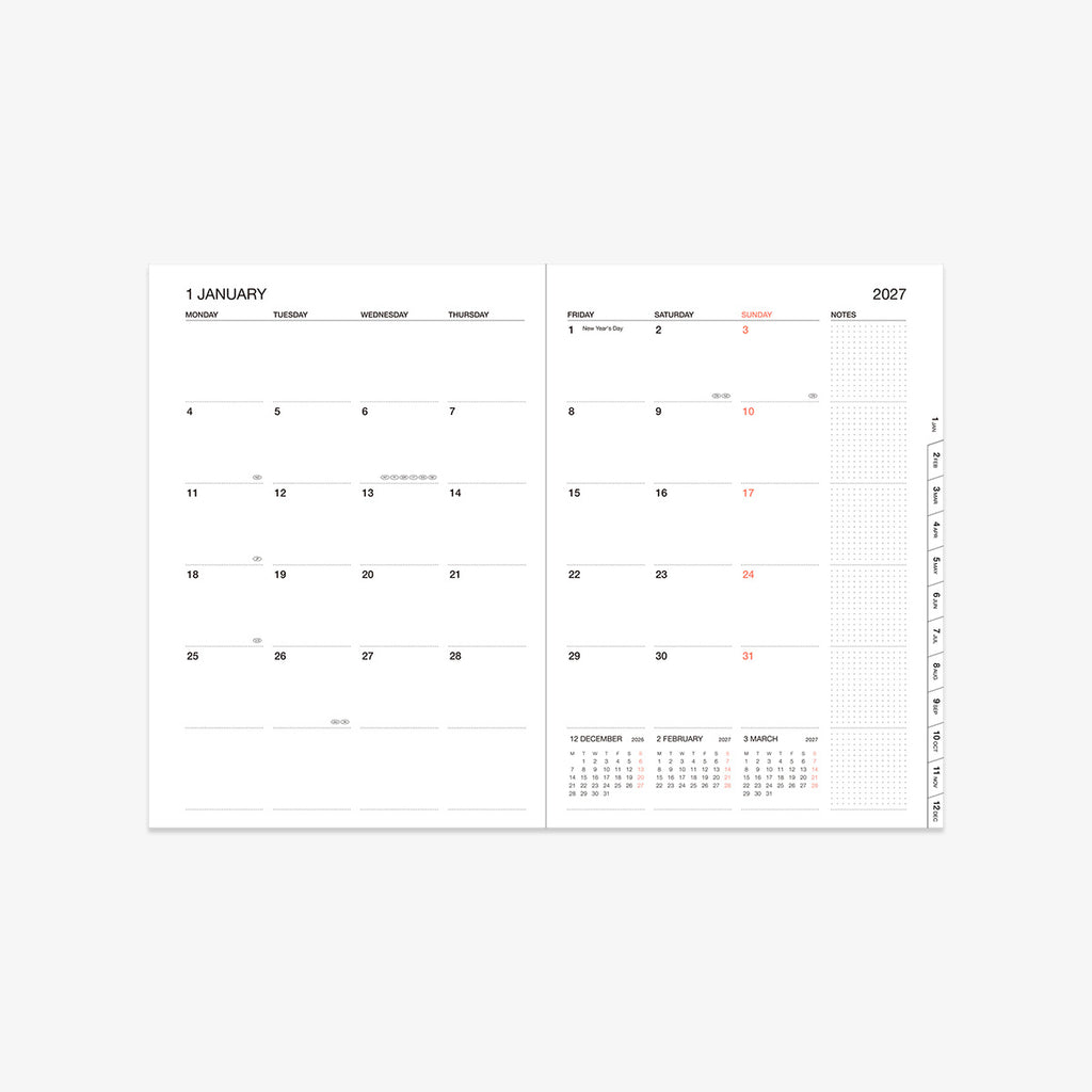 CALENDAR SEP 2026 - DEC 2027 A5 // WAVE NAVY