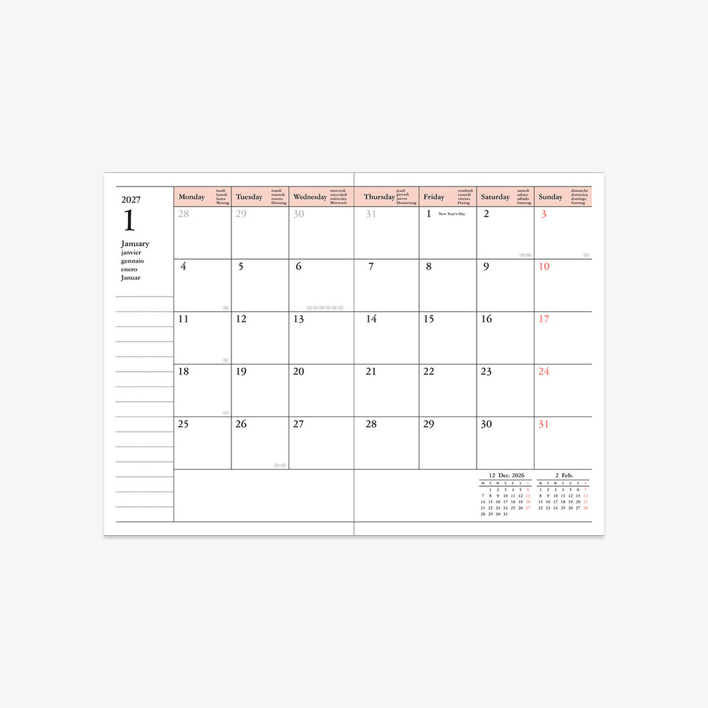 CALENDAR SEP 2026 - DEC 2027 A6 // STORAGE.IT BLACK