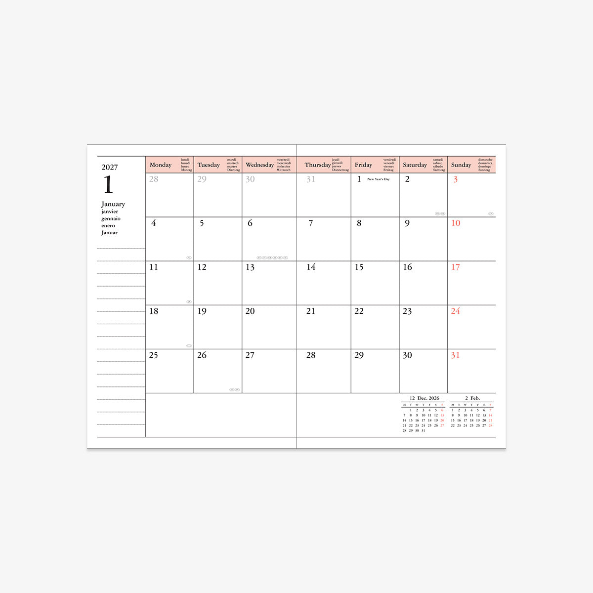 CALENDAR SEP 2026 - DEC 2027 A6 // REFILL