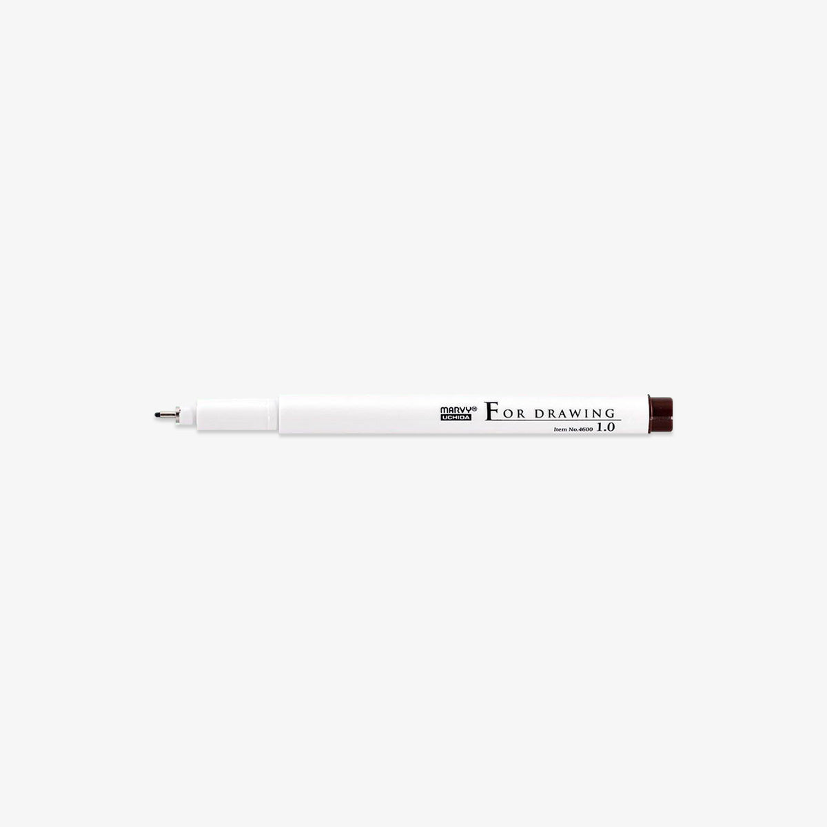 White pen with brown tip on a white background