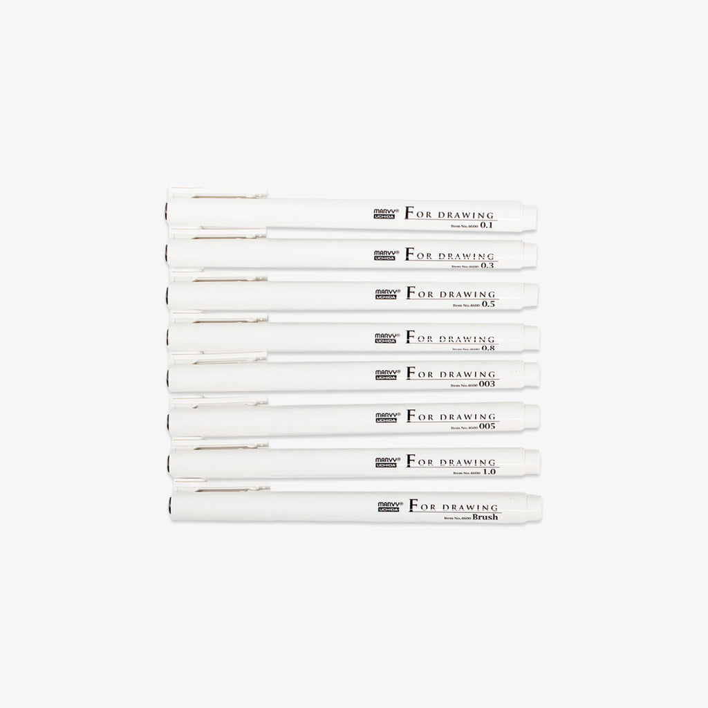 LE PEN FOR DRAWING SET 8 PCS // BLACK