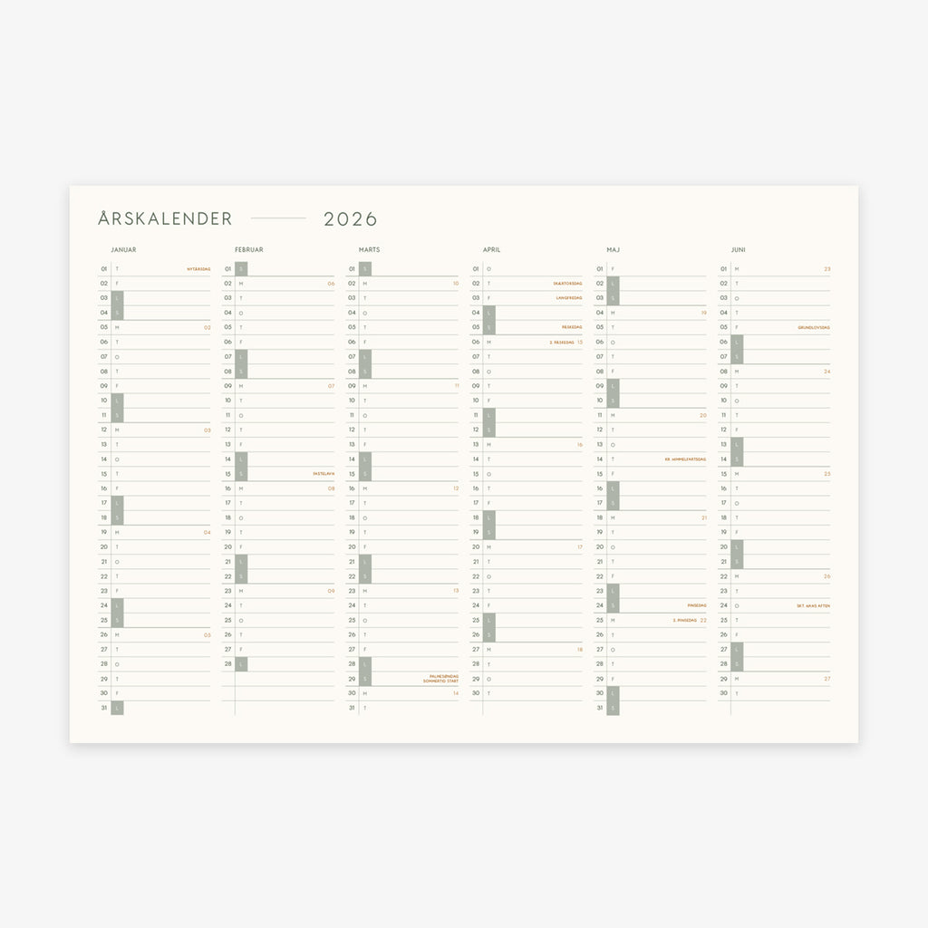 A3 KALENDER 2026 (DANISH)