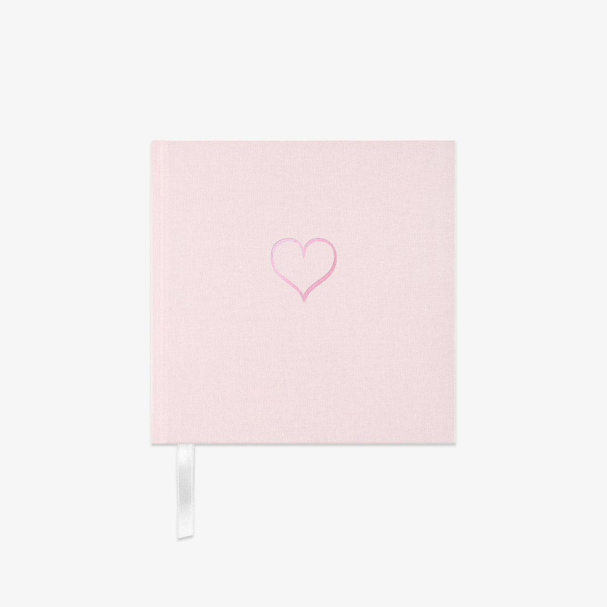 Light pink fabric Notebook with a heart design on a white background