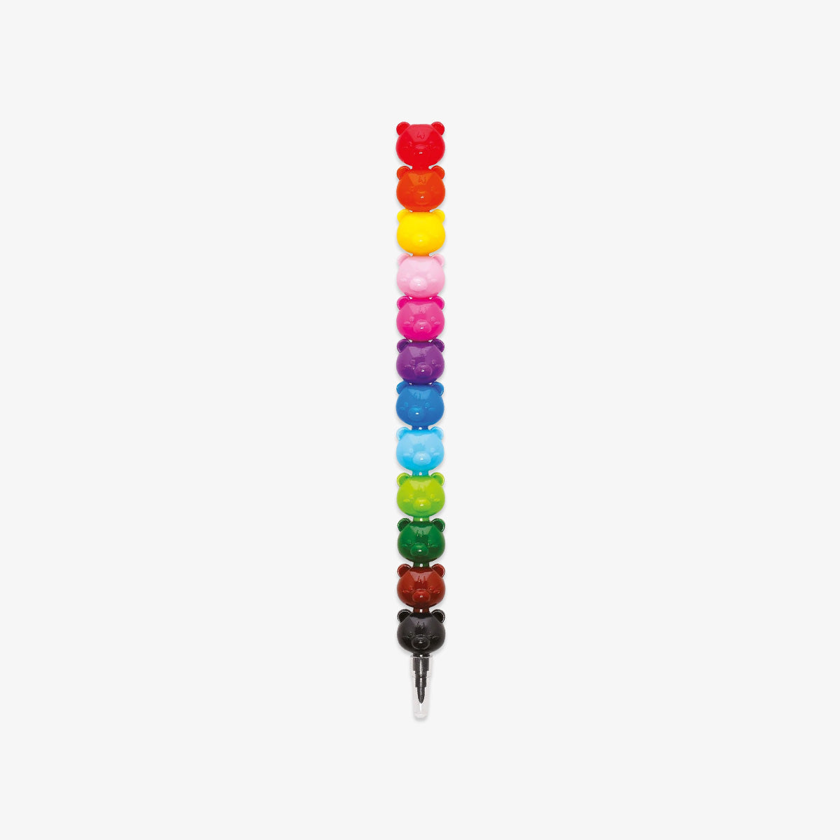 Colorful beaded colour pens with a bear design on a white background