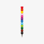 Colorful beaded colour pens with a bear design on a white background