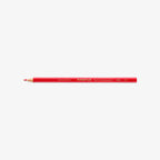 A red wooden colored pencil with gold lettering