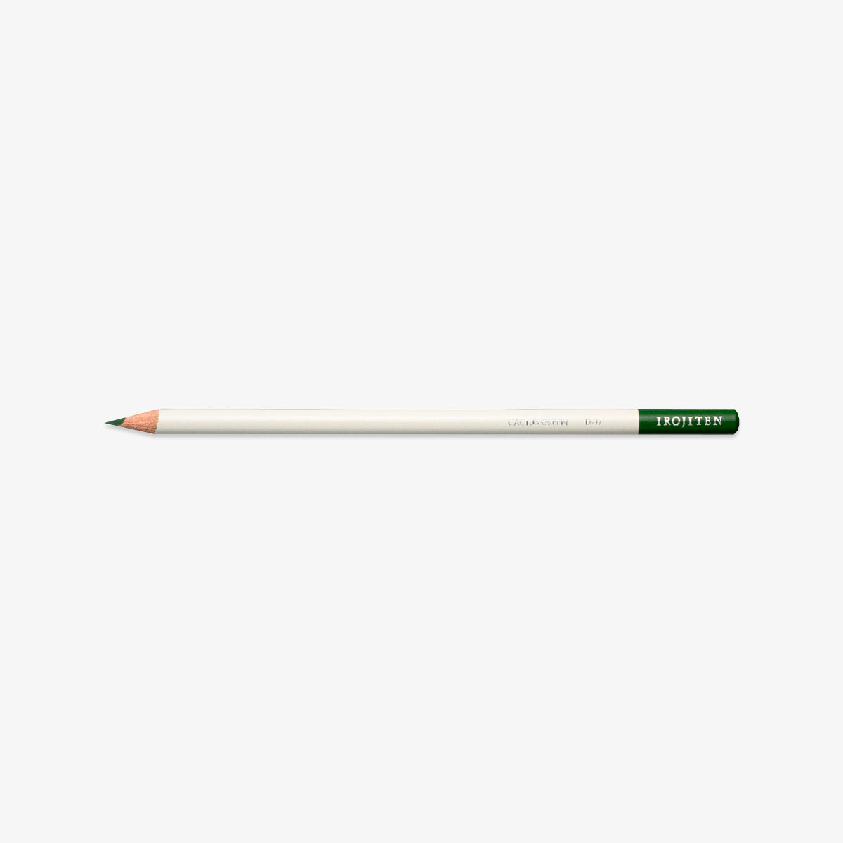 White pencil with cactus green tip on a white background