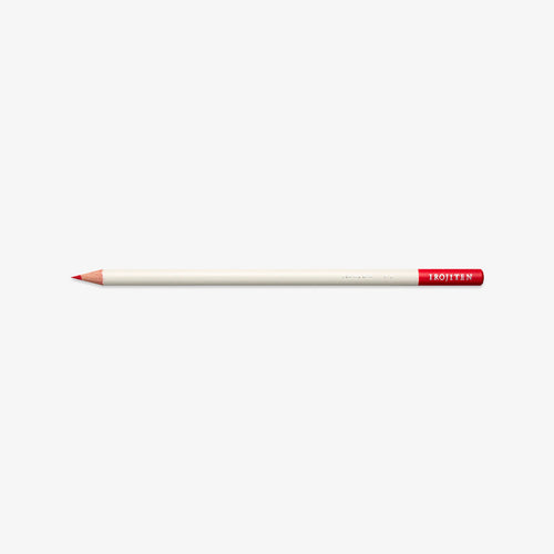 White pencil with red tip on a white background