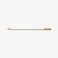 White pencil with brown/yellow tip on a white background