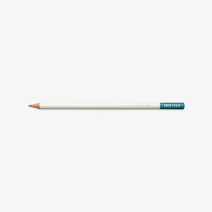 White pencil with blue tip on a white background