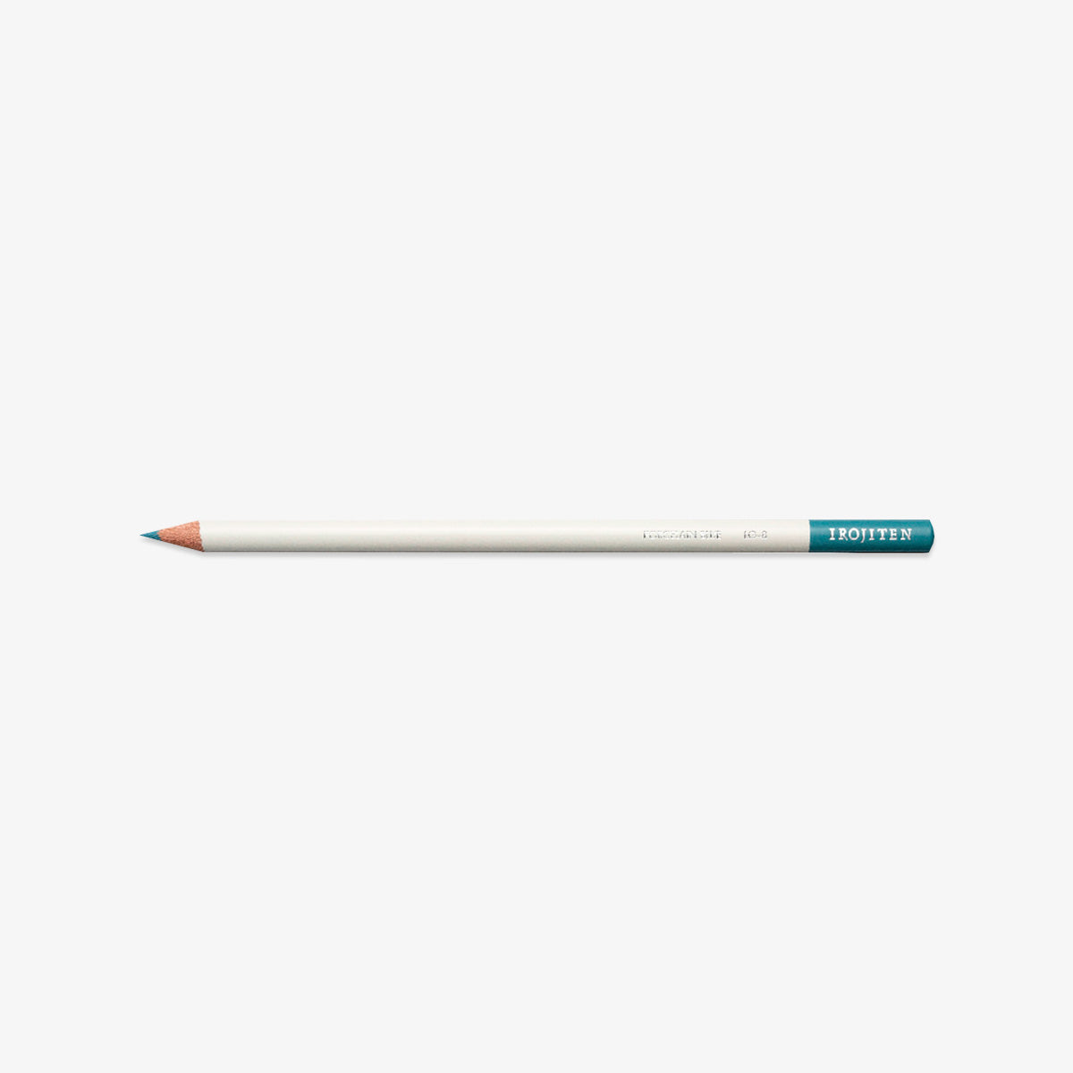 White pencil with blue tip on a white background