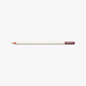 White pencil with brown tip on a white background