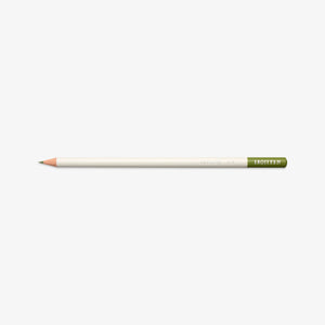 White pencil with green tip on a white background