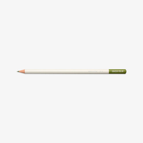 White pencil with green tip on a white background