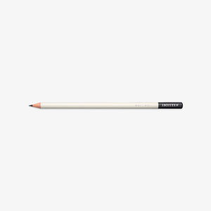 White pencil with taupe tip on a white background