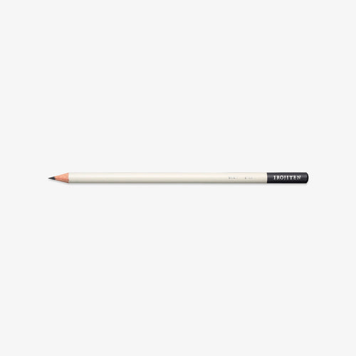 White pencil with taupe tip on a white background