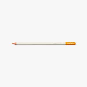 White pencil with yellow tip on a white background