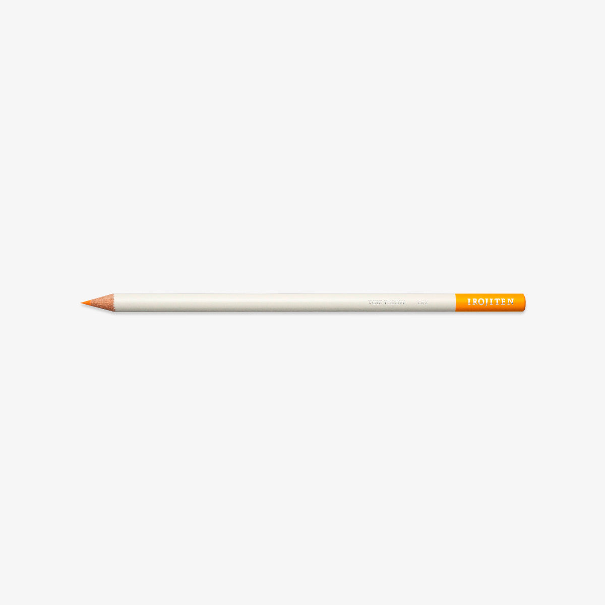 White pencil with yellow tip on a white background